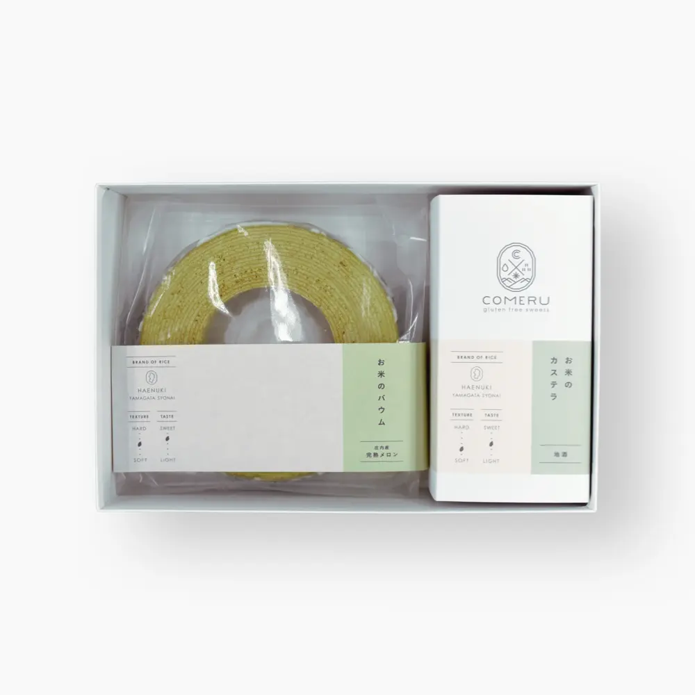 お米のバウム（庄内産完熟メロン）・お米のカステラ（地酒）の詰め合わせ_0