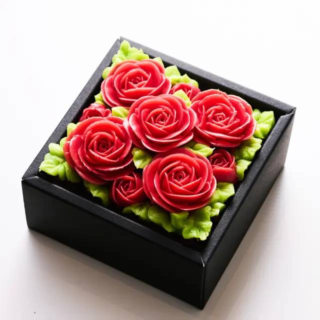 Anniversary"ミニ"ボックスフラワーケーキ【Shining Red】_0