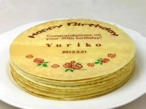 ミルクレープ　ホールケーキ☆フェイクスイーツ クレープ工房「名入れバースデイミルクレープ（6号ホールケーキ