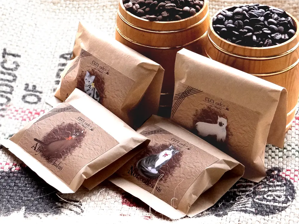 猫×コーヒー（cecicafe）ギフトセット50g袋4個入り_0