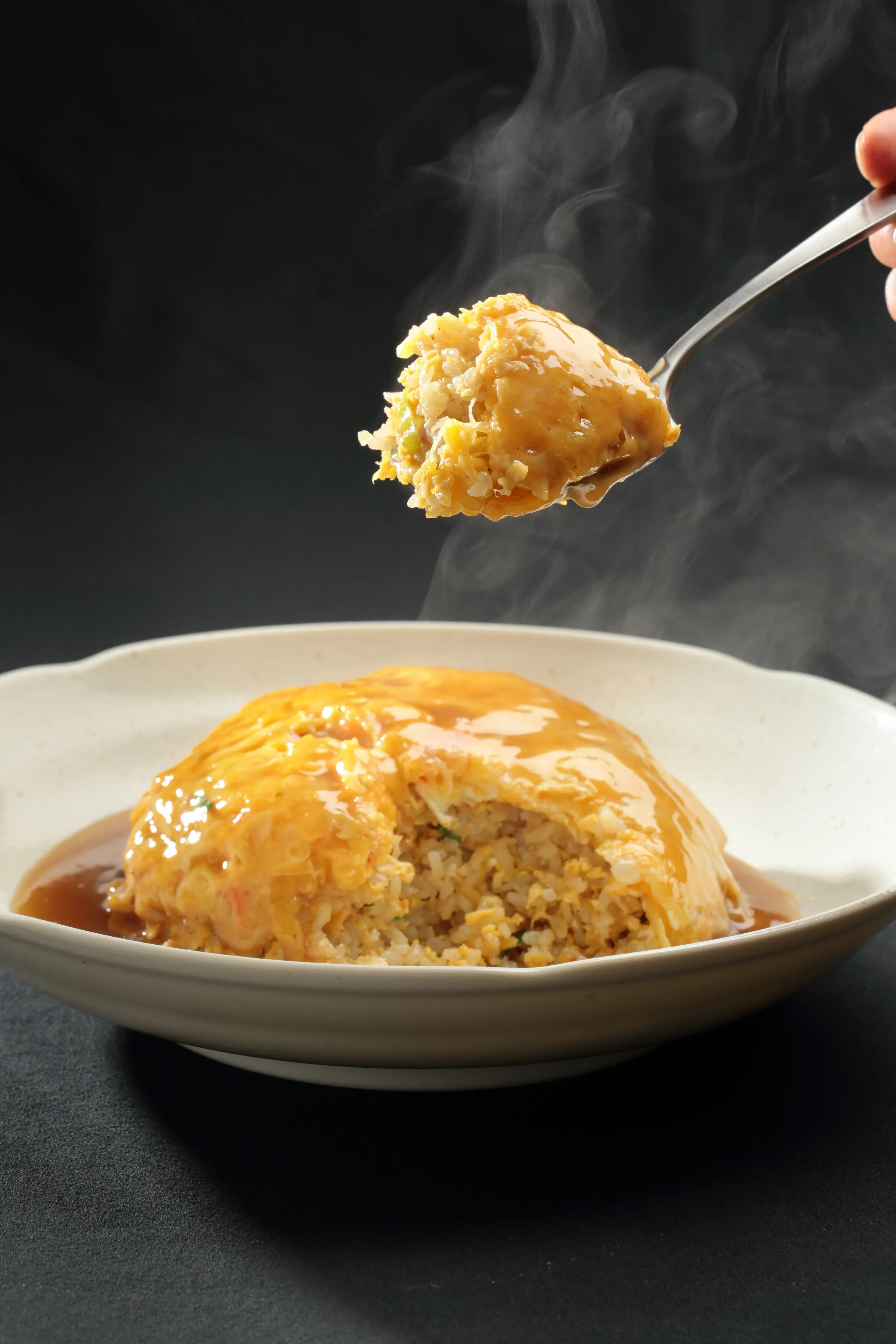 スぺ天×2個（かに玉あんかけチャーハン）_0