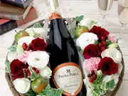 はじまりの泡」プレミアム・ブランドプリマ・ペルラブラン・ド・ブランシャルドネブリュット×新しい一歩を祝福する輝くアレンジメント(翌日配達お花屋さん)