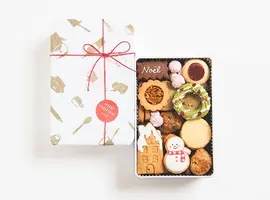【ラッピング・袋付】 雪だるまとリースのクリスマスクッキー缶
