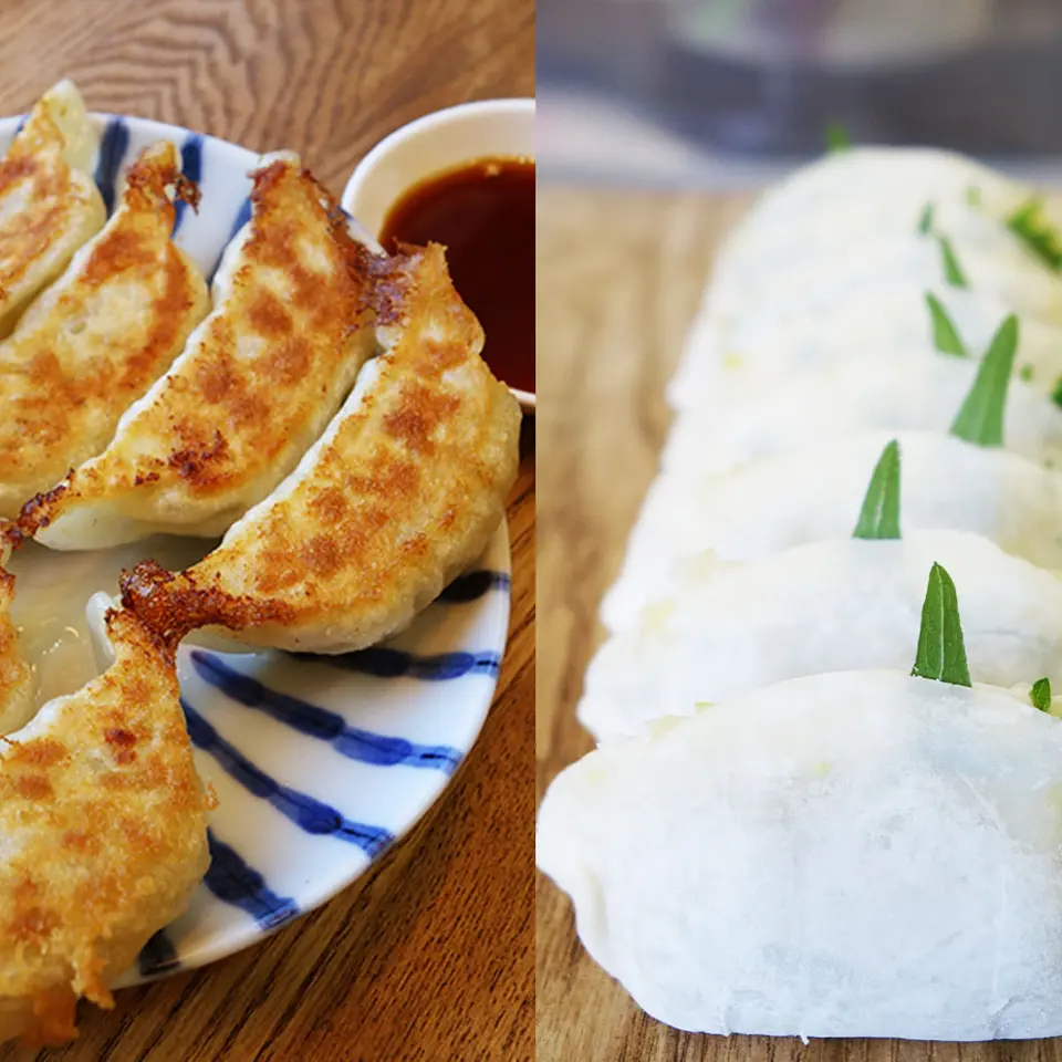 しそ餃子16個とくるむの餃子16個のセット（8コ入×4パック）特製タレ付き（焼き餃子用4個、水餃子用2個）_0