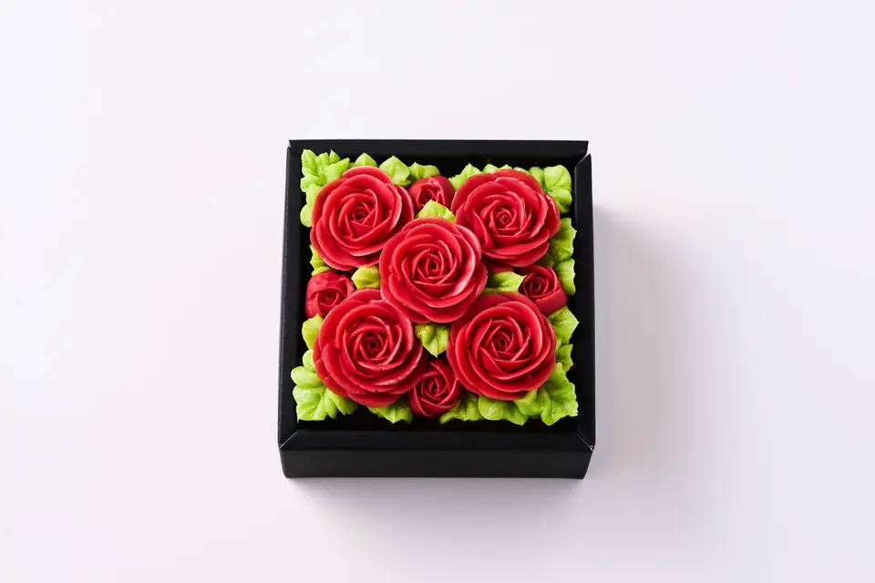 Anniversary"ミニ"ボックスフラワーケーキ【Shining Red】_2
