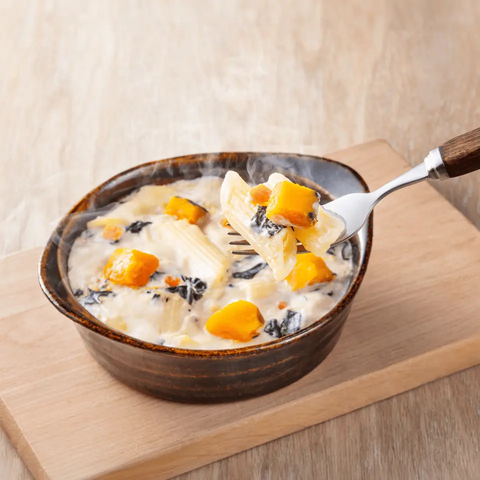 トウモロコシとお米で作ったペンネのグラタン_0