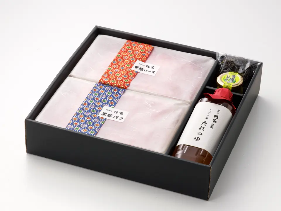 ギフト箱、たれ、薬味付ギフトセット黒豚600g_0