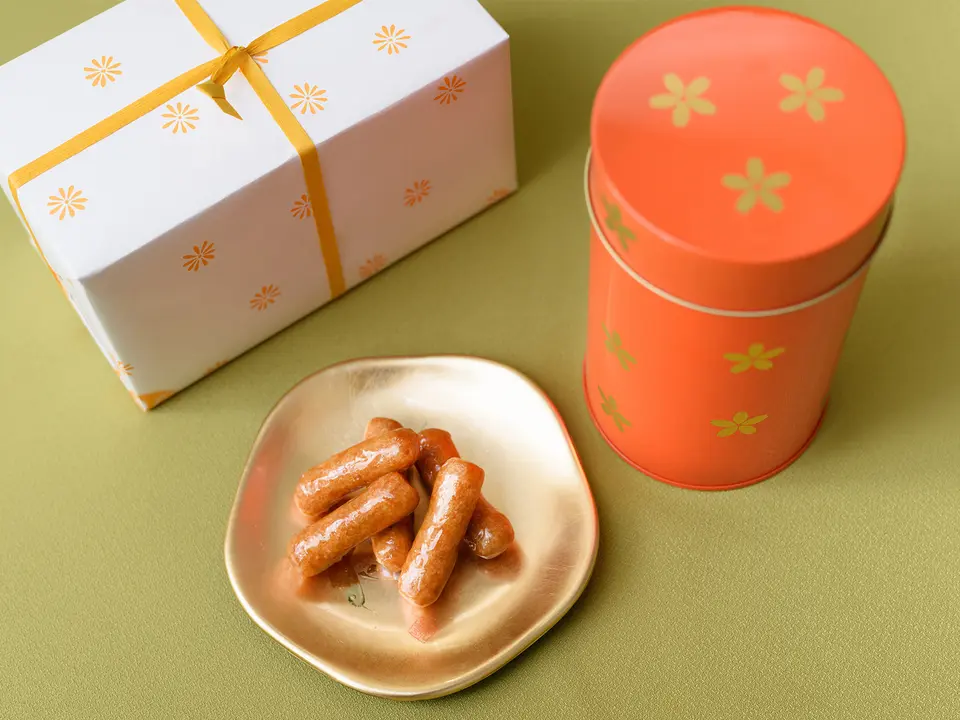 かりんとう 丸小缶(朱色)_0