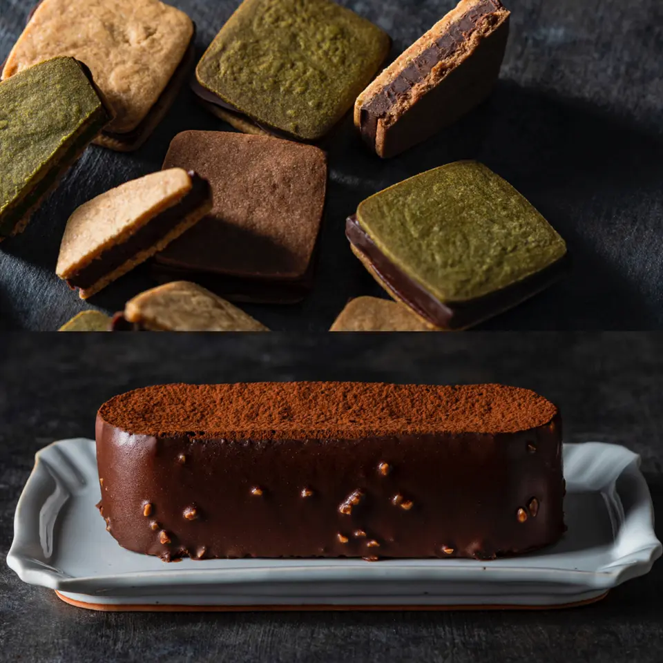 チョコレートサンド(真珠の塩キャラメル3個・バニラ・四日市抹茶・ビター各2個入)+ガトーショコラ(1本)セット_0