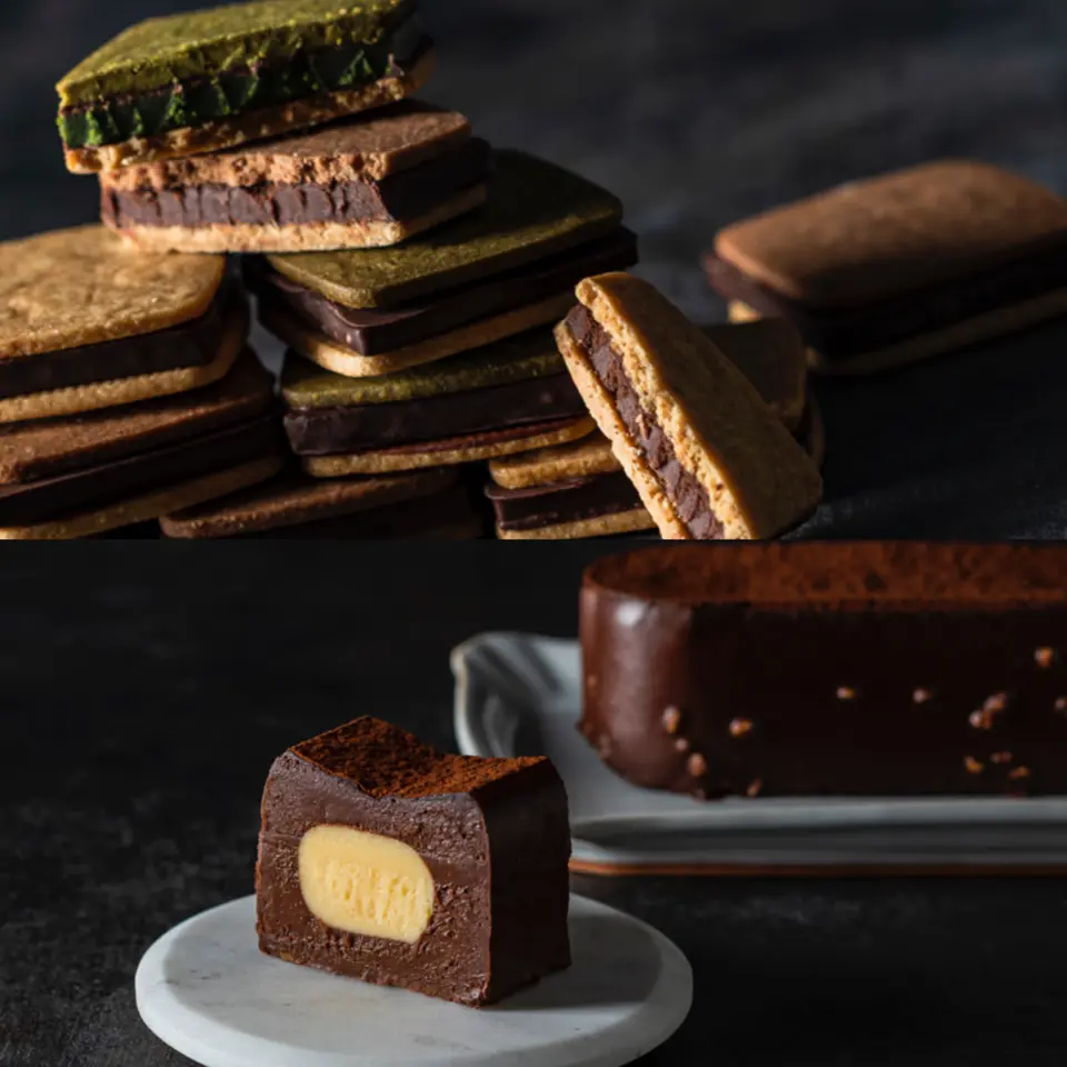 チョコレートサンド(バニラ・四日市抹茶・ビター・真珠の塩キャラメル各1個入)+ガトーショコラ(2本)セット_0