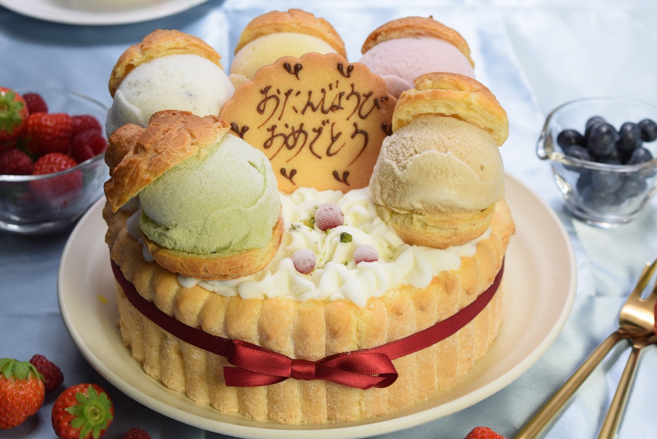 AZUMINOアイスケーキ（5号・シューアイス3個）