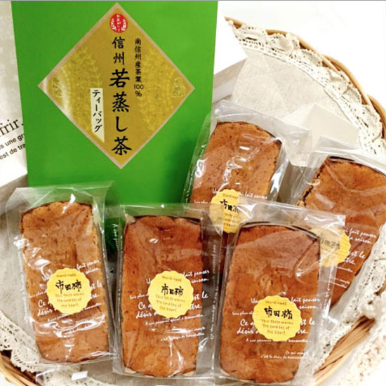 市田柿のパウンドケーキと信州若蒸し茶のセット _0